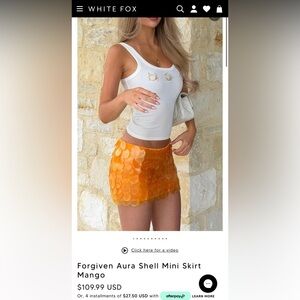 White Fox Forgiven Aura Shell Mini Skirt Mango Medium (WORN ONCE)